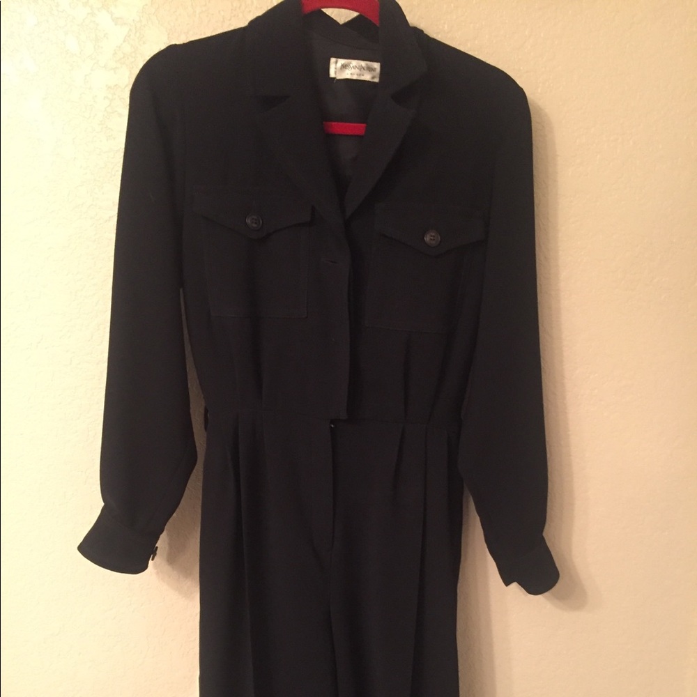 Yves Saint Laurent black long sleeve jumpsuit